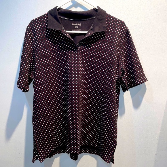 Ladies XL Navy Collared WHITE STAG Shirt w/Pink & White Polkadots - Picture 2 of 7